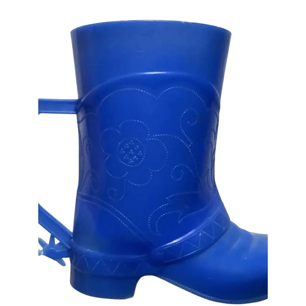 Pair Vtg Boot Cowboy Western Cups Yellow Blue Plastic EZ POR Corp Read Info